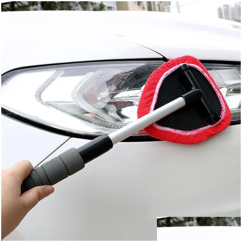 car windshields cleaning brush kit window cleaner with extendable handle washable reusable microfiber cloth pad head auto glass wiper