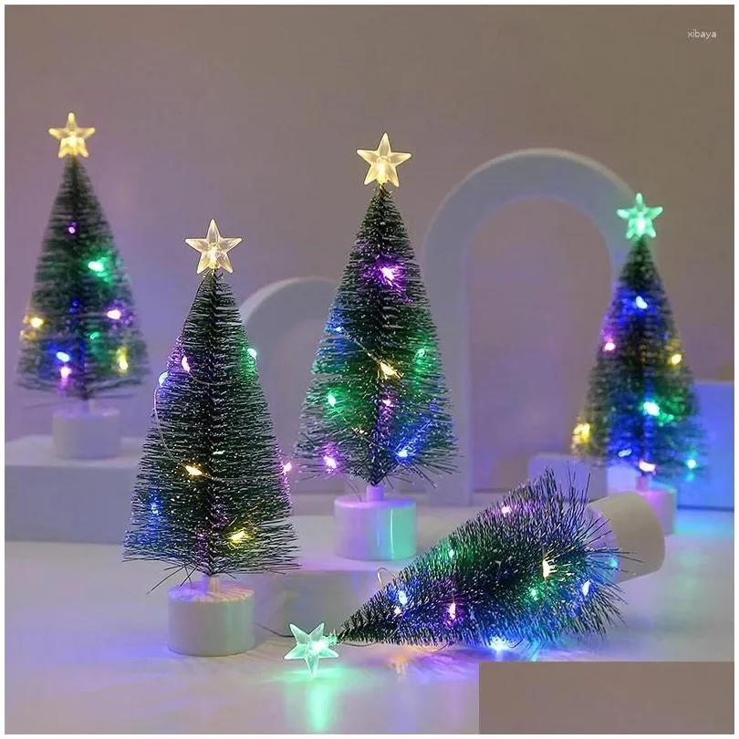 christmas decorations 2024 luminous mini trees beautiful small artificial xmas desk home