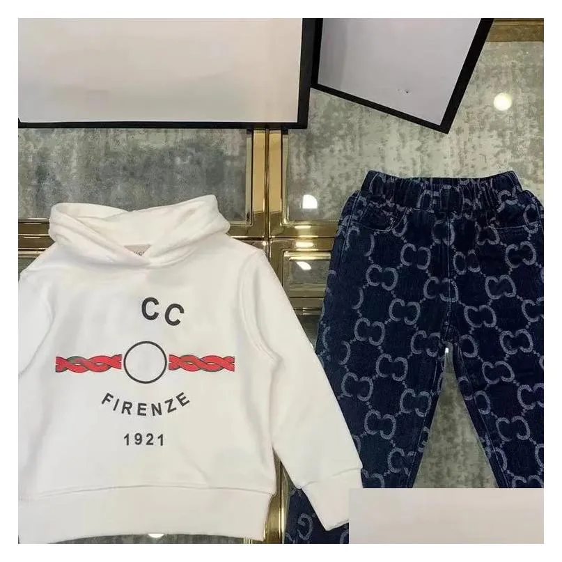 Clothing Sets Casual Designers Kids Clothing Sets Letter Print Boys Girls Jacket Coat Trousers Tracksuits Long Sleeve Outdoor Children Dhhpf