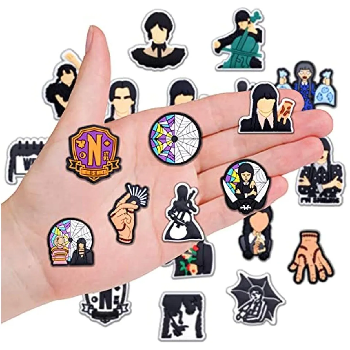 Charms 30 50 100Pcs Wednesday New Addams Shoe Charms For Clog Decoration Accessories Bubble Slides Merchandise Party Birthday Drop Del Dhn4O