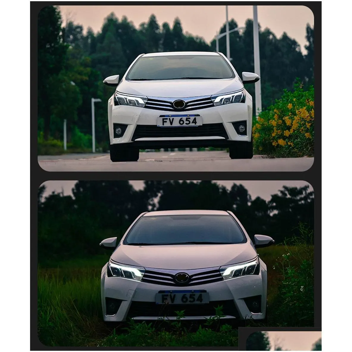 car headlights led light bulb for  corolla 2014-20 16 headlight led running lights bi-xenon beam fog lights