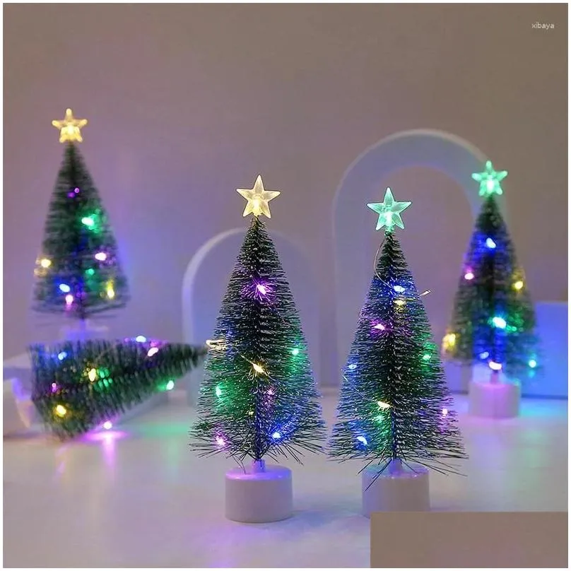 christmas decorations 2024 luminous mini trees beautiful small artificial xmas desk home