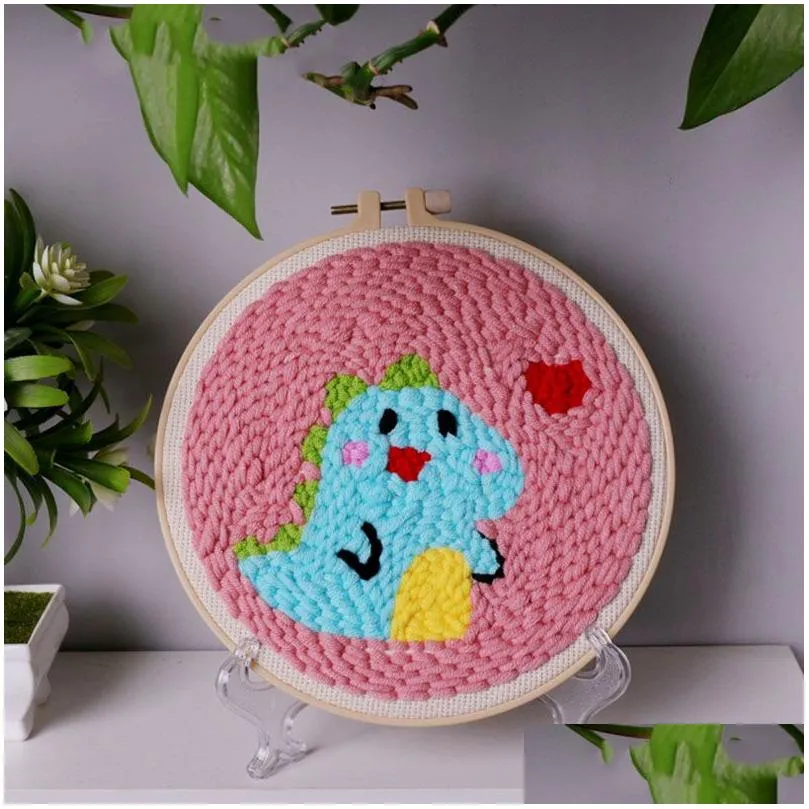 diy handmade home decoration cotton embroidery material bag with russian punching embroidery thread drawing decompression tool