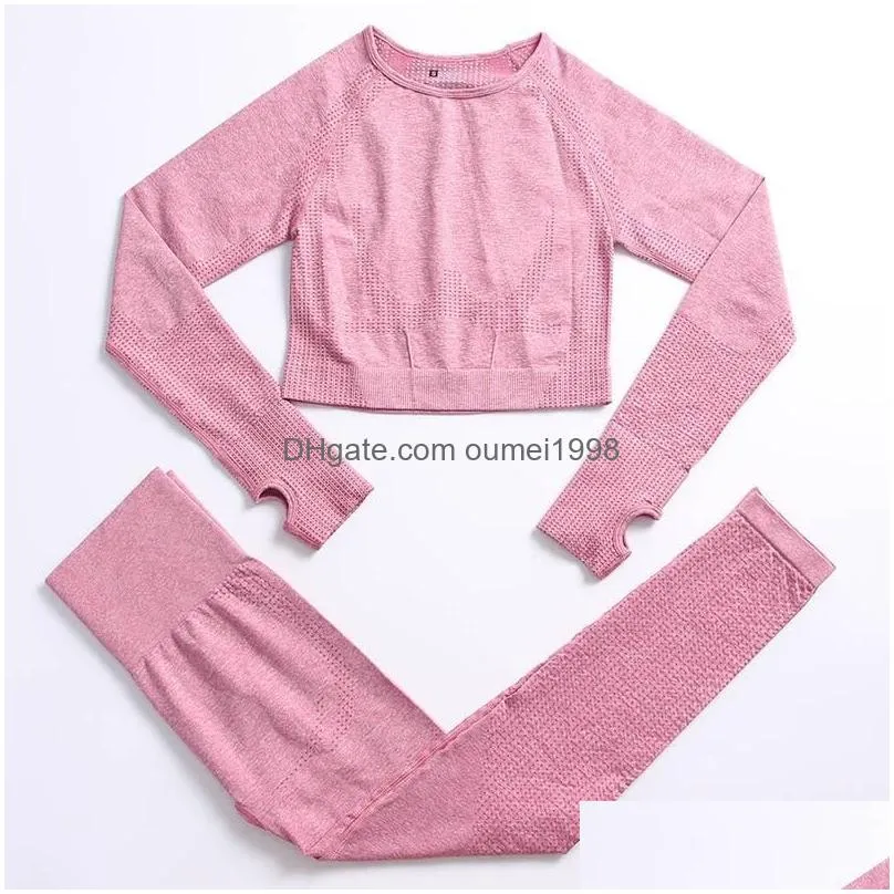 Others Apparel Women Yoga Long-Sleeved Clothes Y Quick Dry Pure Color Perspiration Outdoor Sportswear Drop Delivery Apparel Otaw2