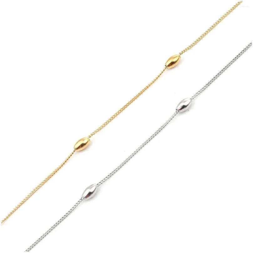 anklets 1pc simple stainless steel anklet gold color oval charms link chains women summer on foot bracelets party jewelry gifts