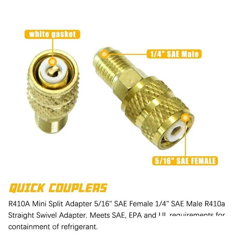 pneumatic tools -r410a refrigeration charging adapter 5/16 sae f quick couplers to 1/4 m flare saepneumatic