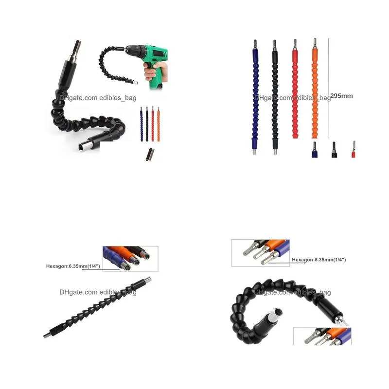  10pcs/lot 1/4 6.35mm flexible shaft bit extention screwdriver drill bit holder connect link 295mm for electronic drill