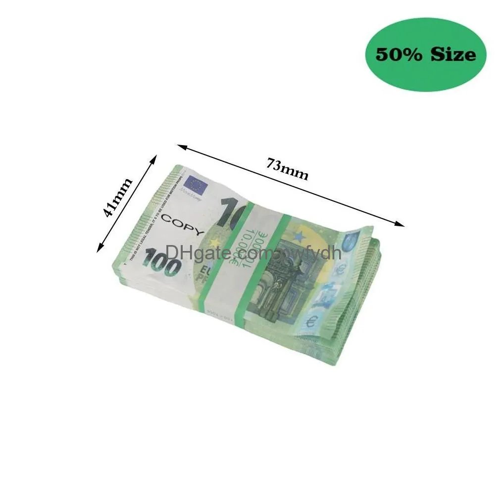 50% size aged prop money toy party games copy 10 20 50 100 party fake money notes faux billet euro play collection gifts