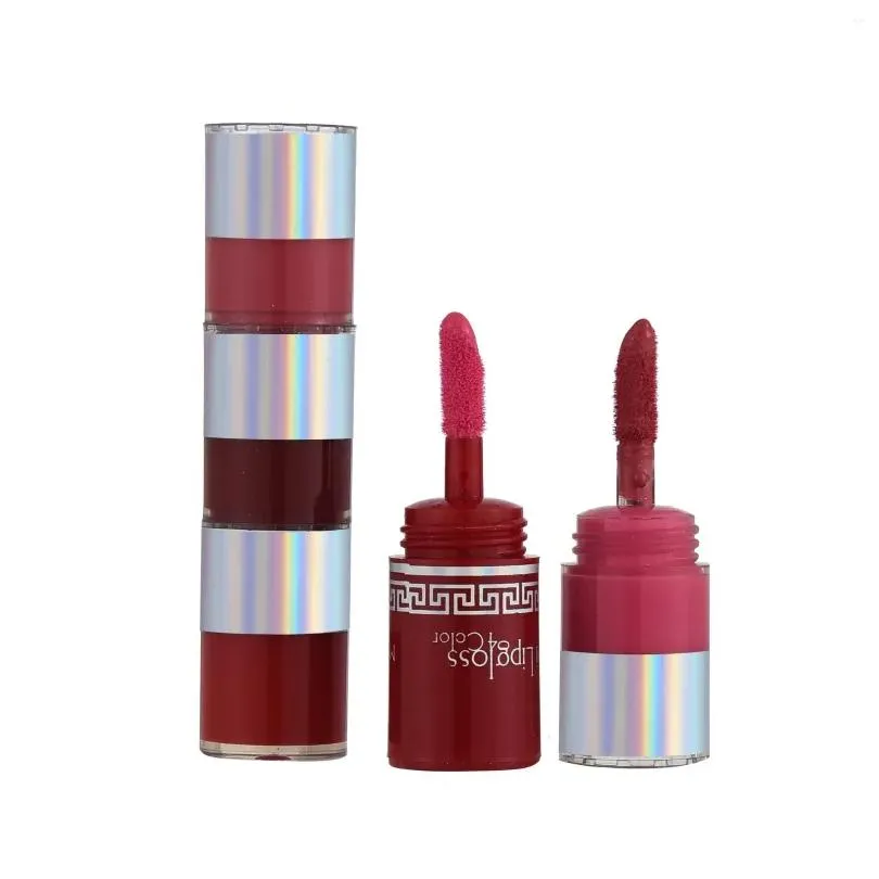 lip gloss four quarters small branch water proof does not fade non-stick cup four-color lasting matte makeup cosmetic