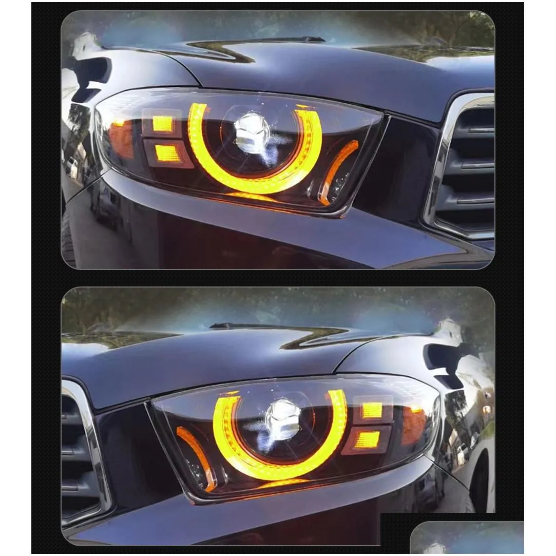 car turn signal head light assembly for  highlander led daytime running headlight 2007-2011 high beam projector lens