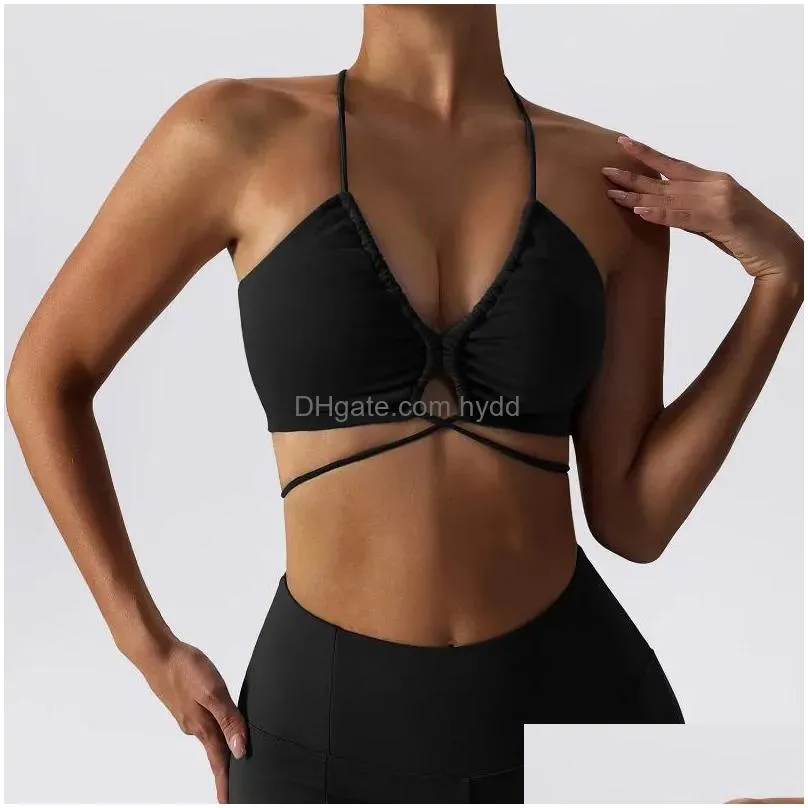 yoga outfit sexy gym top women crease sports bra running back cross breathable underwear fitness workout
