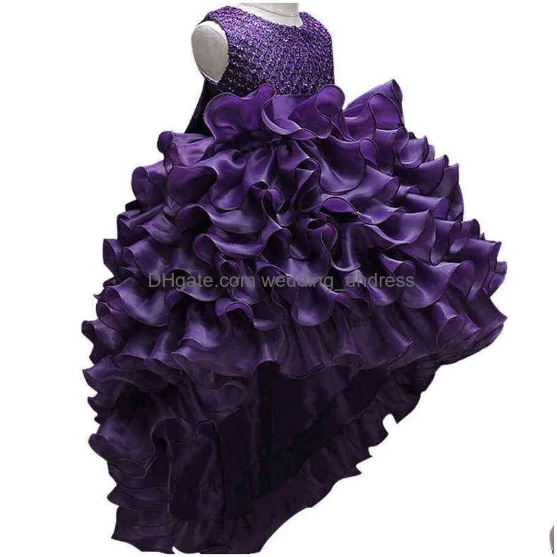 In Stock Flower Girl Dresses Girls Princess Dress Kids Clothes Wedding Party Toddler Formal Ball Gown Infant Children Christmas Come Dhvbh