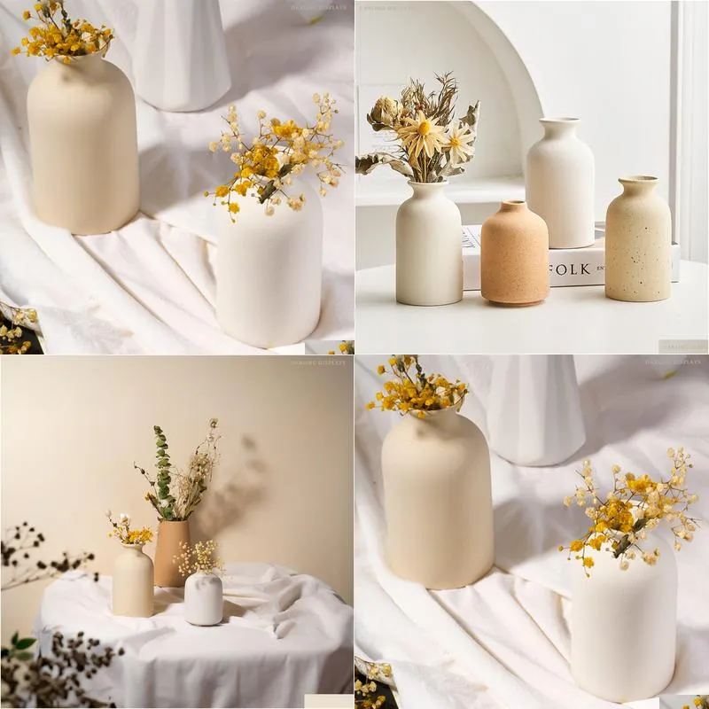Vases Ceramic Y Flower Vase Small Bud Boho Decorative Vases For Flowers Minimalistic Floral Drop Delivery Home Garden Home Decor Otg2Z