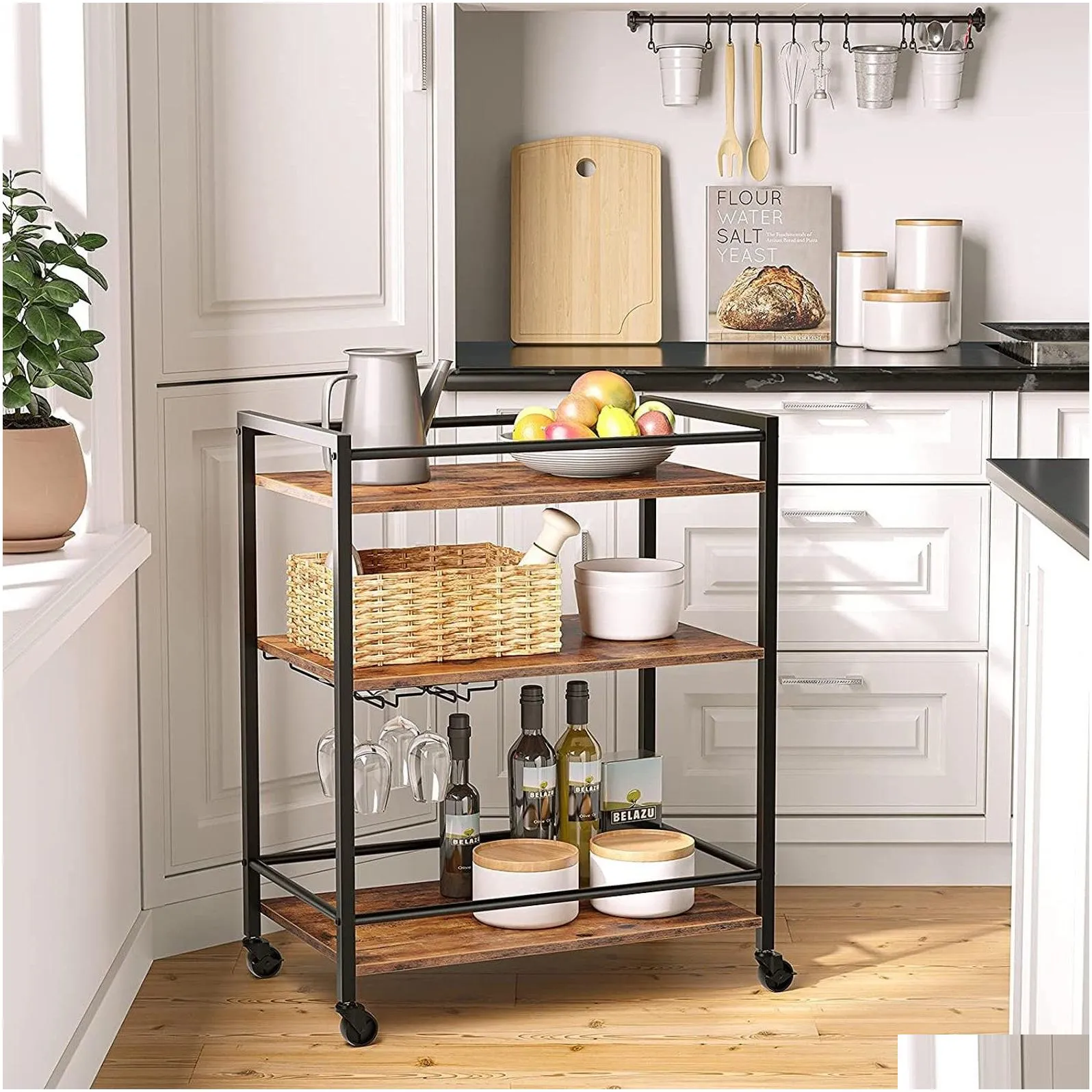 Kitchen Furniture Bar Cart 3-Tier Wedding Anniversary Housewarming Home Kitchen Coffee Drop Delivery Home Garden Furniture Home Furnit Otxyl