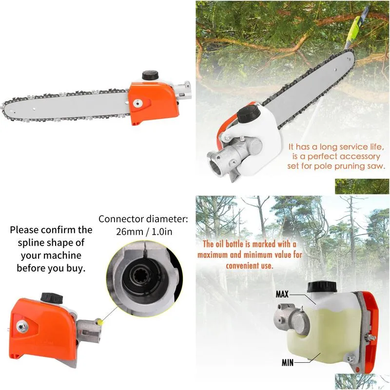 pole pruning saw chainsaw gear gearbox + guide plate + chain set for ht km 73-130 series pole saw trimmer connector