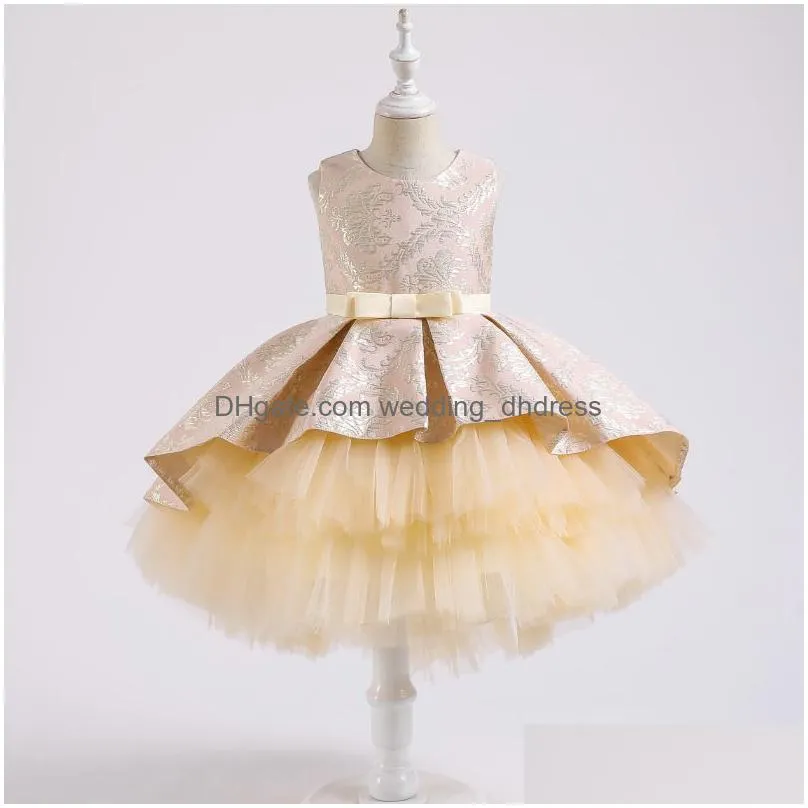 In Stock Flower Girl Dresses Winter Baby Infantil Lace Princess Tutu Dress Kids For Girls Retro Embroidery Party Birthday Christmas Dheoh