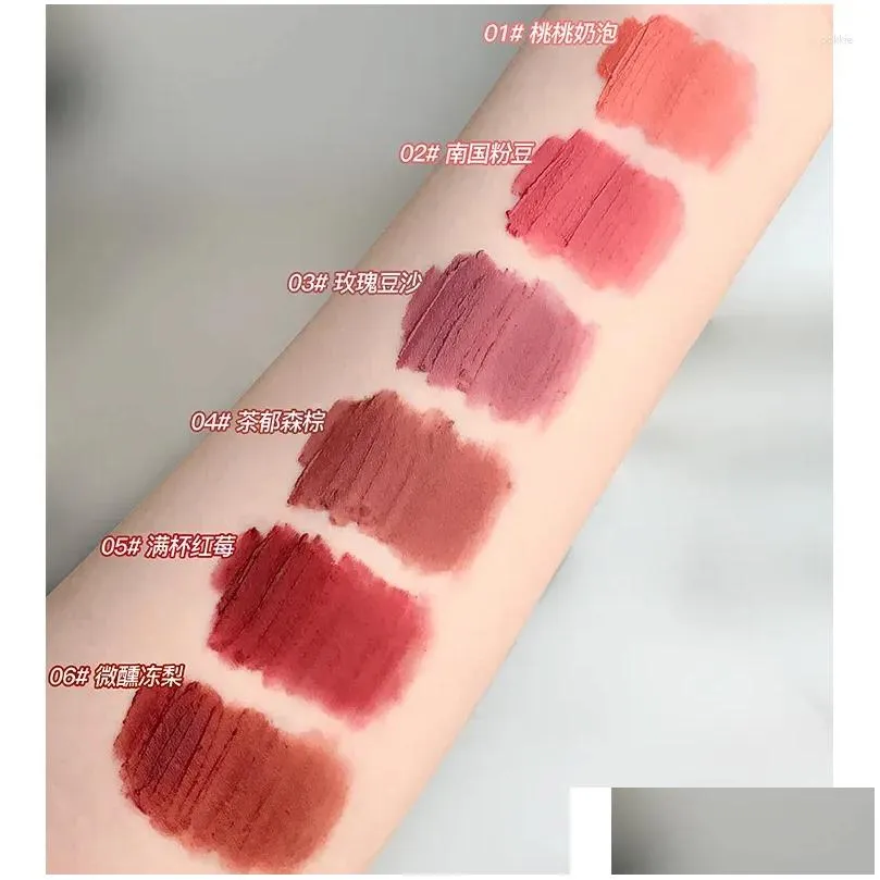 lip gloss 6 colors mud matte glaze moisturizing lipstick velvet non-stick cup liquid lipsticks makeup korean cosmetics
