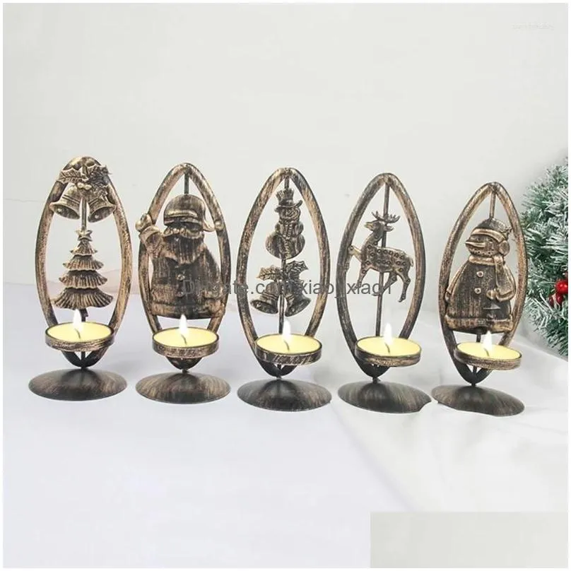 candle holders retro iron christmas tea light decorations classic candles stand wax xmas candlestick for