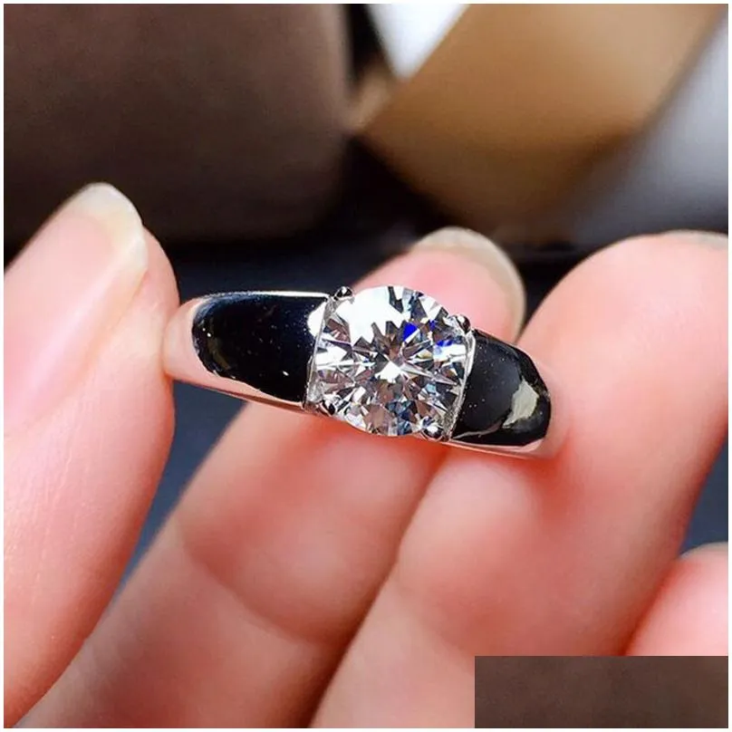 handmade 2ct lab moissanite ring sterling sier engagement wedding band rings for men party jewelry gift