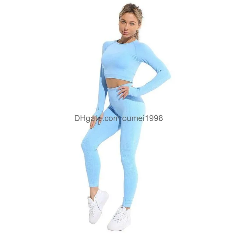 Others Apparel Women Yoga Long-Sleeved Clothes Y Quick Dry Pure Color Perspiration Outdoor Sportswear Drop Delivery Apparel Otaw2