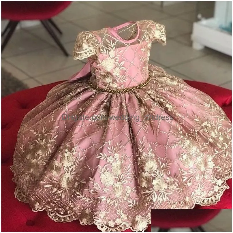 In Stock Flower Girl Dresses 4-10 Yrs Baby Girls Dress Elegant Princess Year Party Gowns Kids For Wedding Children Formal Wear 21032 Dhlim