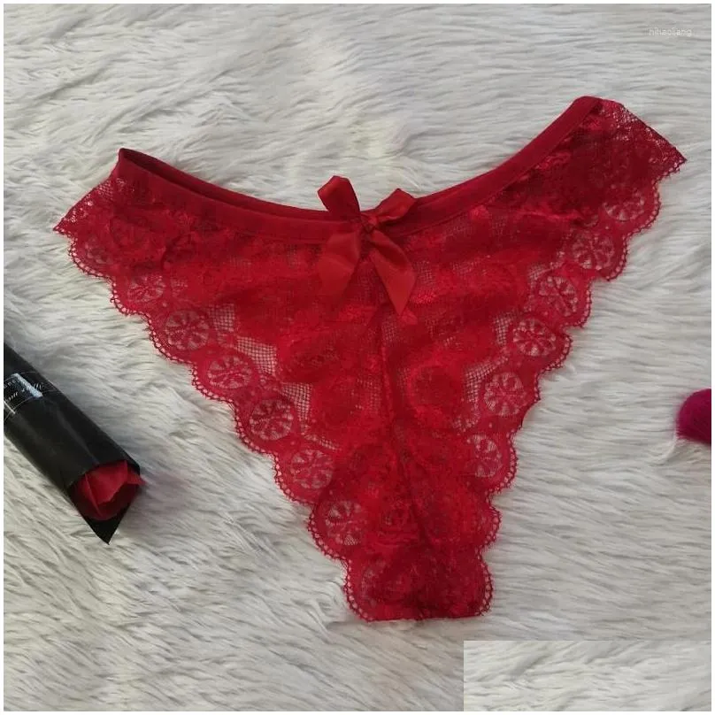 women`s panties sexy lace large size low waist exotic female thongs string breathable temptation embroidered intimates bow