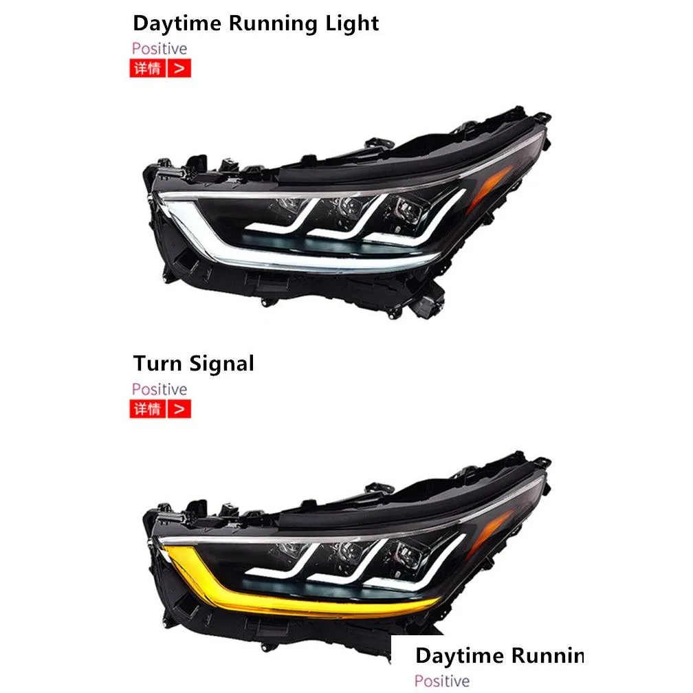 head light for  highlander led daytime running headlight 2021-2022 turn signal dual beam lamp car lens