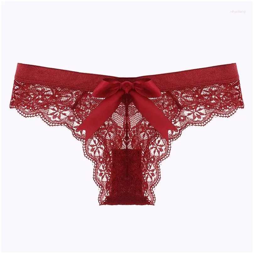 women`s panties sexy lace large size low waist exotic female thongs string breathable temptation embroidered intimates bow