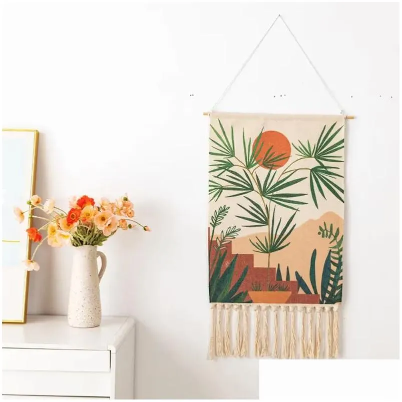 Tapestries Wall Hanging Tapestry Boho Woven Decor Over The Bed Tassel Drop Delivery Home Garden Home Decor Oteb4