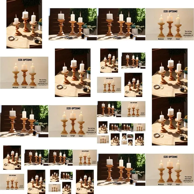 Candle Holders - Home Decor Gift Wooden Candlestick Wedding New Drop Delivery Otxbw