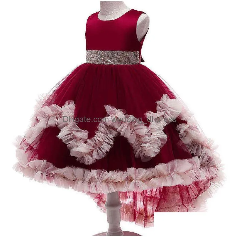 In Stock Flower Girl Dresses Girls Princess Dress Kids Clothes Wedding Party Toddler Formal Ball Gown Infant Children Christmas Come Dhvbh