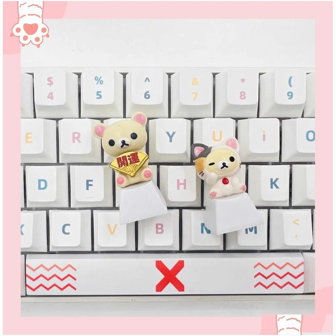 keyboards keyboards esc keycap cute rilakkuma mechanical keyboard custom gift cute transparent creative bear decoration mechanical keyboard cap