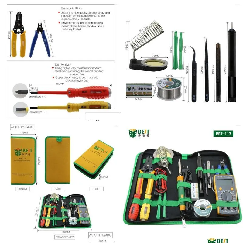 professional hand tool sets 16 in 1 household with screwdrivers soldering iron multimeter and tweezers for phone laptop pc repair