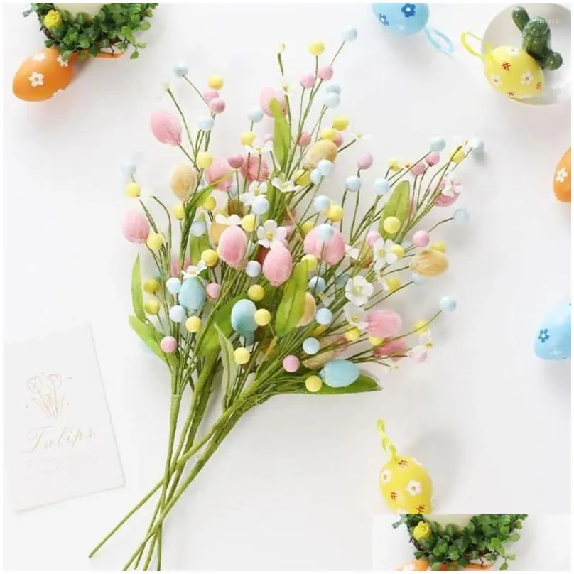 decorative flowers artificial realistic diy easter egg flower branch decoration for party maintenance-free festive