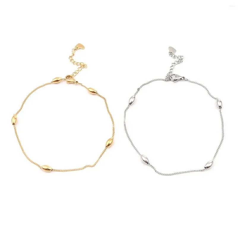 anklets 1pc simple stainless steel anklet gold color oval charms link chains women summer on foot bracelets party jewelry gifts