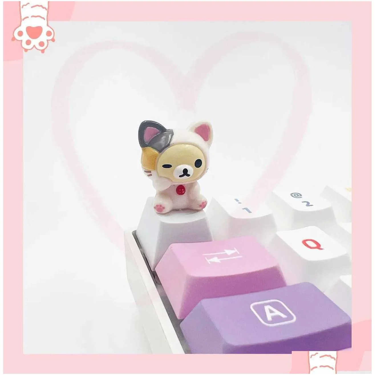 keyboards keyboards esc keycap cute rilakkuma mechanical keyboard custom gift cute transparent creative bear decoration mechanical keyboard cap