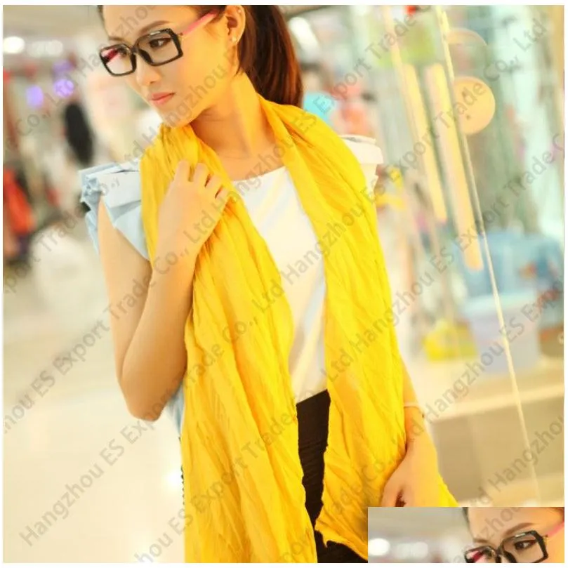 Scarves 19 Pure Color Long Folded Scarfs Women Infinity Scarves Neck Ring Ladies Shawl Wholesale Drop Delivery Fashion Accessories Hat Dhtom