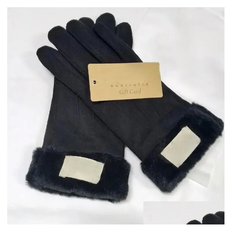 Five Fingers Gloves Winter Women Leather Gloves Matt Fur Mittens Pu Five Fingers 4 Colors With Tag Wholesale Drop Delivery Fashion Acc Dh7Ue
