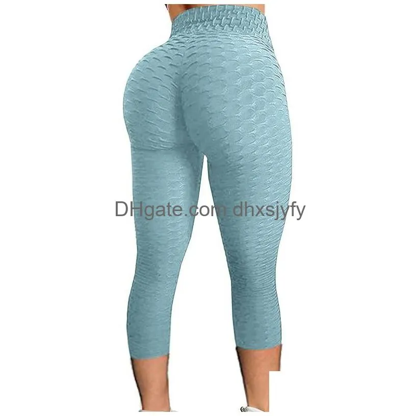 yoga outfit womenbubble hip lifting legging high waist fitness gym sports pants push up elasticity plus size cropped tight
