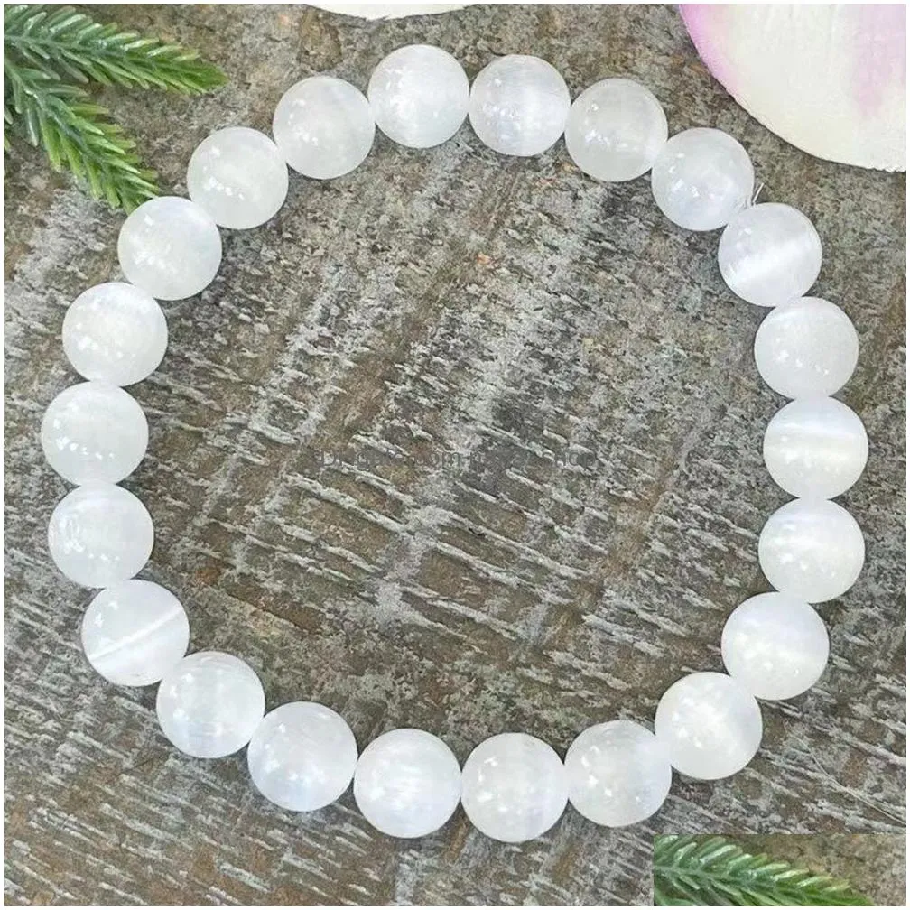 Beaded Mg1926 New Design Natural 5A Grade Selenite Bracelet Fashion Womens Gemstone Energy Healing Crystals Jewelry Drop Delivery Jew Dhyxk