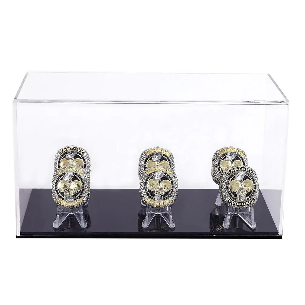 6 slot championship ring display case box baseball basketball softball hockey high school tournament college sport championship rings