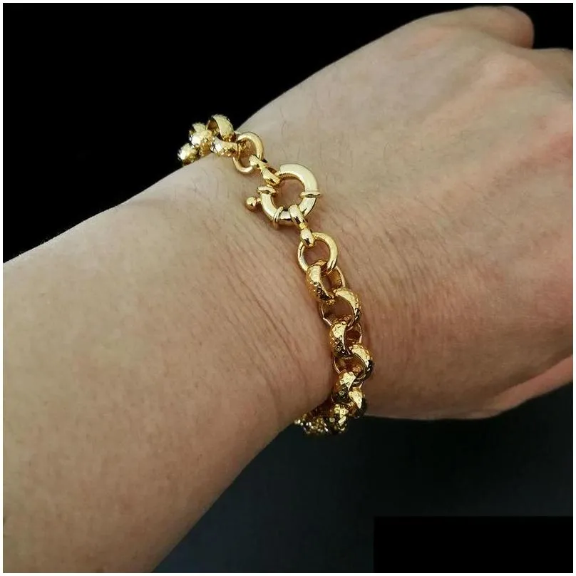link chain gold filled belcher bolt ring link mens womens solid bracelet jewllery in 18-24cm length