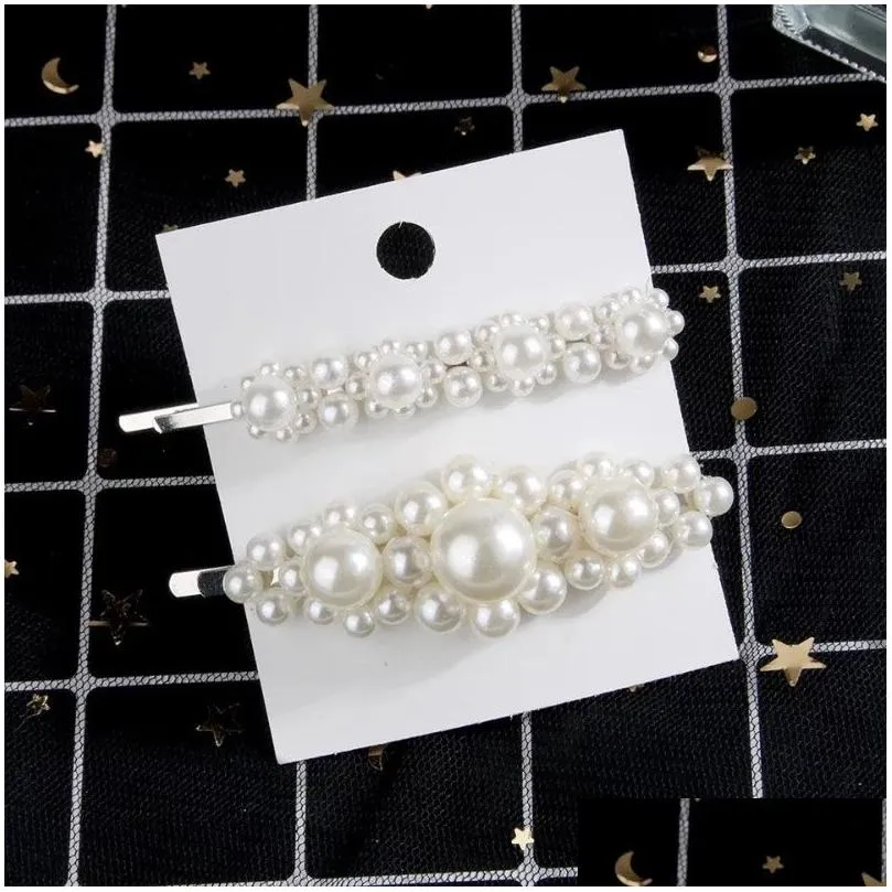 Hair Clips & Barrettes Pearls Hairpin Set Stylish Acetate Plate Hair Clips Mix Different Bb Clip Sweet Fashion Designer Drop Delivery Dhtvs