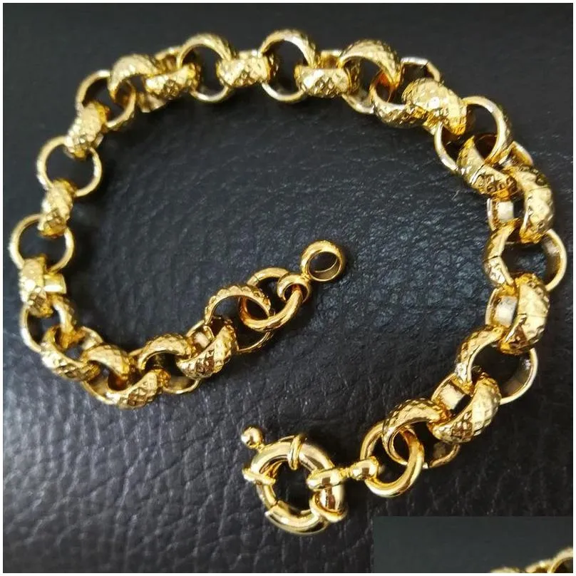 link chain gold filled belcher bolt ring link mens womens solid bracelet jewllery in 18-24cm length