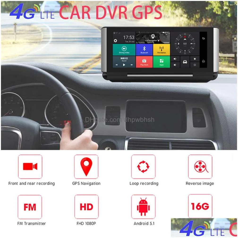 7 inch hd 1080p dual lens camcorder 4g 3g network car dvr adas android gps navigation bluetooth wifi 2gbadd32gb memory