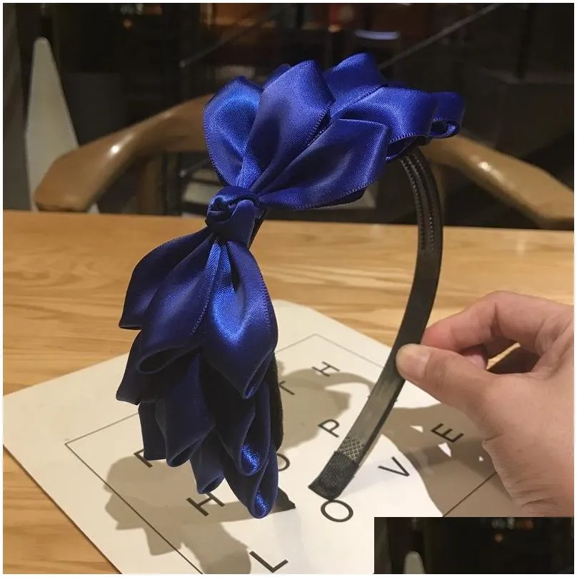 Headbands Cute Hair Accessories Wholesale Headband Women Solid Color Bow Band Handmade Headdress 10 Colors Drop Delivery Jewelry Hair Dhwhx