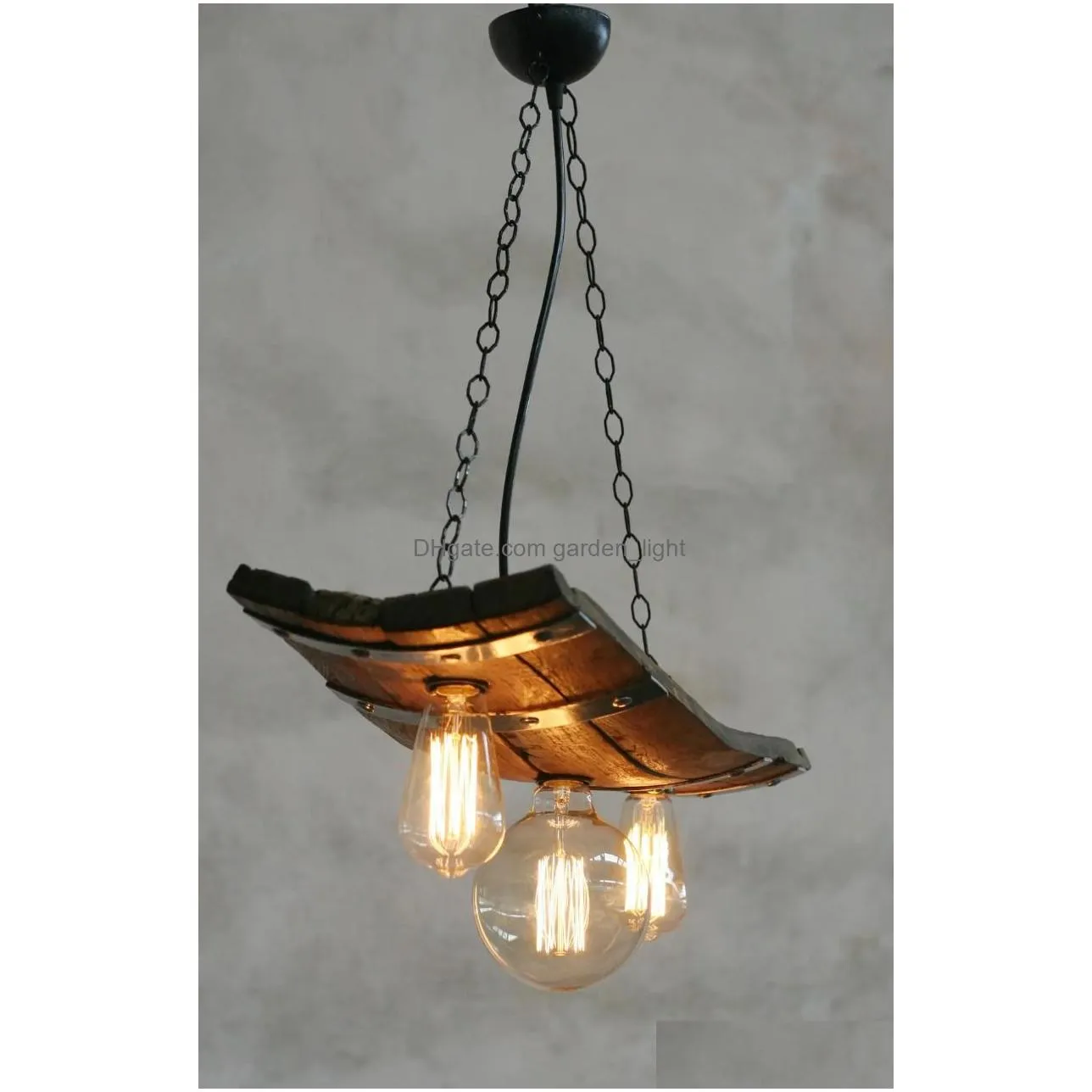 rustic ceiling lights - wine barrel pendant light - wine room and cellar lighting