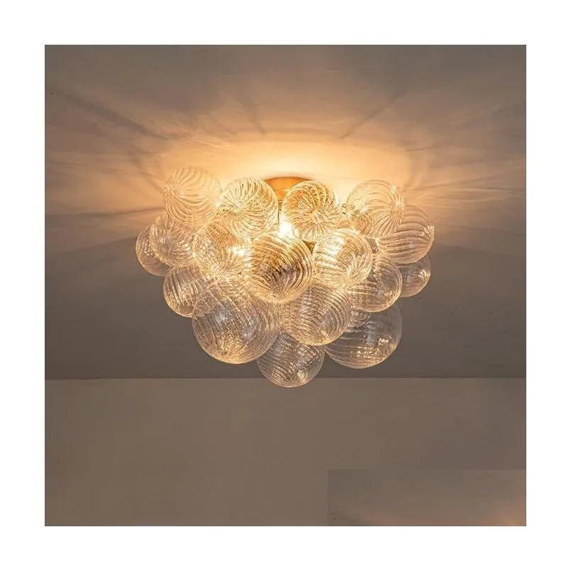 Pendant Lamps Bubble Ball Hand-Made Blown Glass Chandelier Rotating Pedant Lamp Ceiling Light Fixture Suitable For Bedroom Study Bathr Otuok