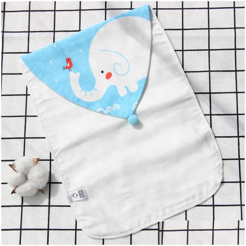 Towels & Robes Baby Sweat Wipes For Kids 4 Layers Of Gauze Sweat-Proof Towel Animal Picture Cotton Summer Clothes Drop Delivery Baby, Otmwv