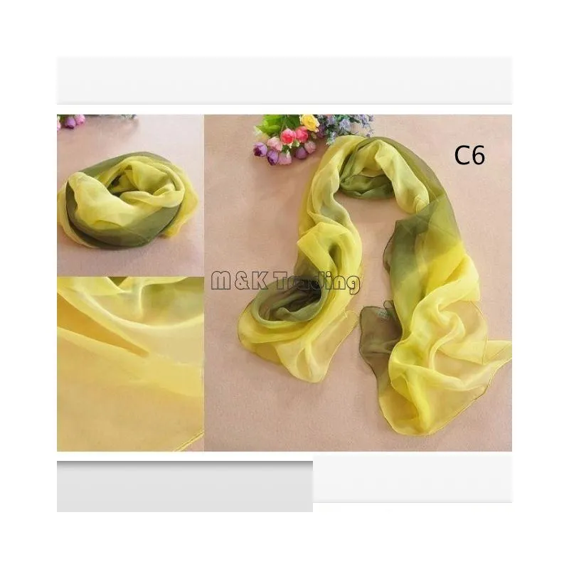 Scarves Autumn Gradient Chiffon Scarf Soft Color Match Silk Scarves Women Fashion Shawl Long Wrap 160Cm 40Pcs Mix Colors Drop Delivery Dhbrh
